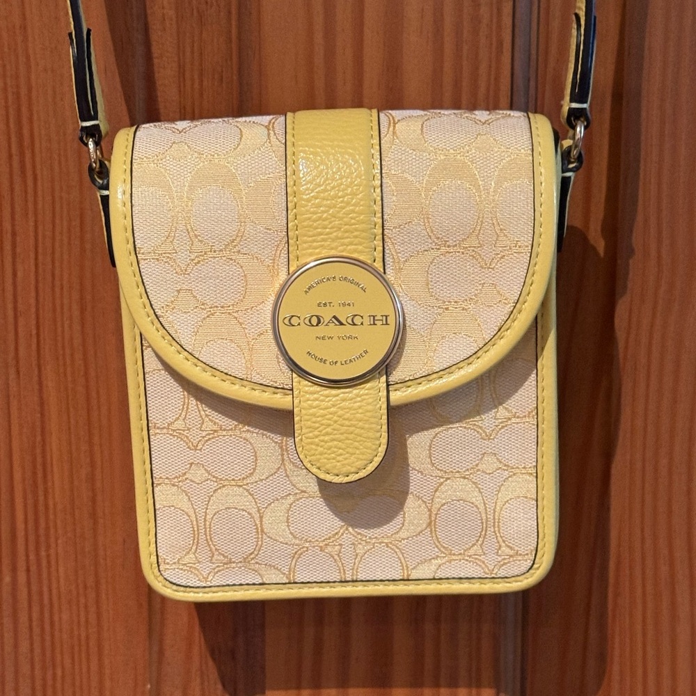 Coach North/ South Lonnie Yellow Crossbody Bag C8321